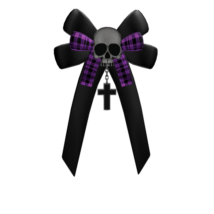 Skull Ribbon Clip - black and purple