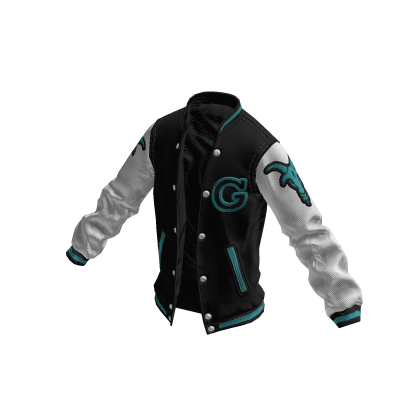 College Jacket | Black White Cyan
