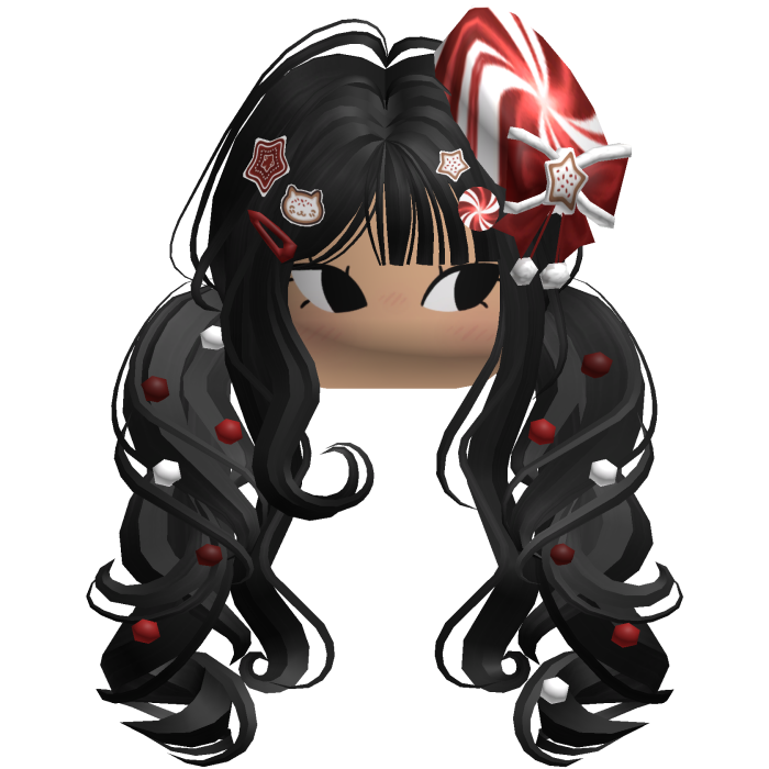 ♡ Christmas Peppermint Pigtails (Black)