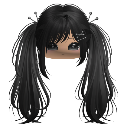 Black Y2K Emo Punk Pigtails w/ Pins