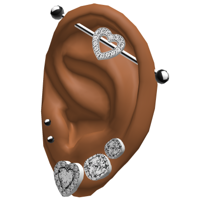 Ears With Diamond Heart Earrings Silver