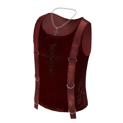 Gothic Strap Tank Top w/ Cross Chain (Red)