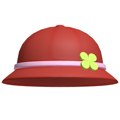 ♡ ꒰ red clover bucket hat w/ pink band ꒱ ♡ Roblox item