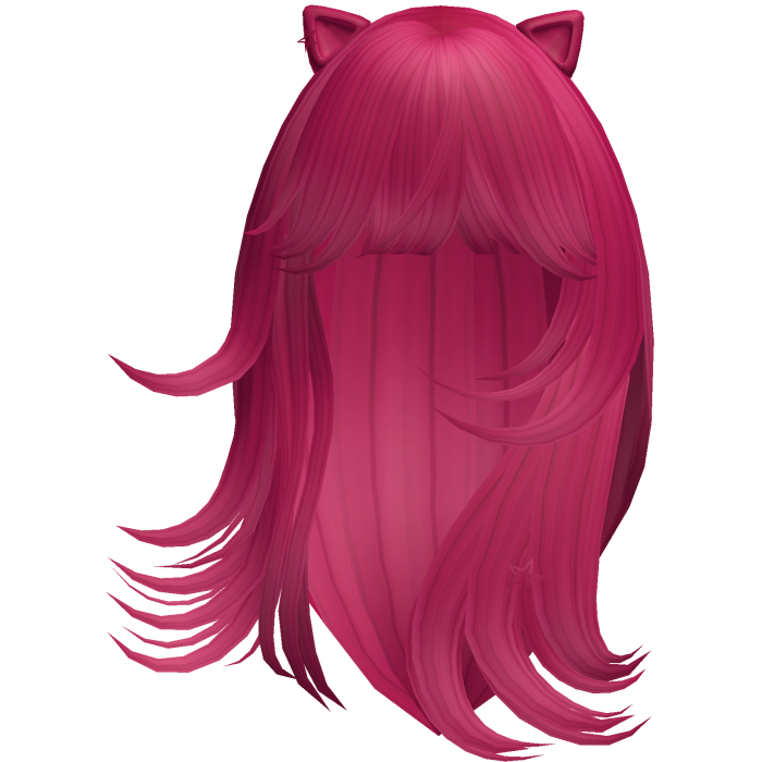 Wispy Flowy Cat Ears Hair (Hot Pink)