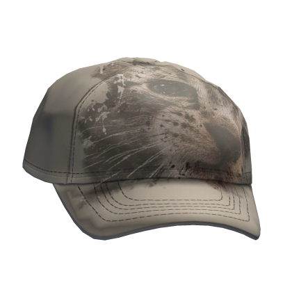 Baseball Cap W/ Grunge Cat Graphic White Roblox item
