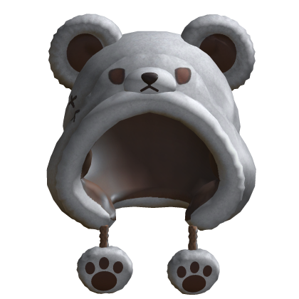 Cute Fluffy Bear Plushie Hood (White) Roblox item