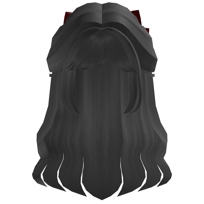 Flowy Half up Hair w/ red bow ( dark silver )