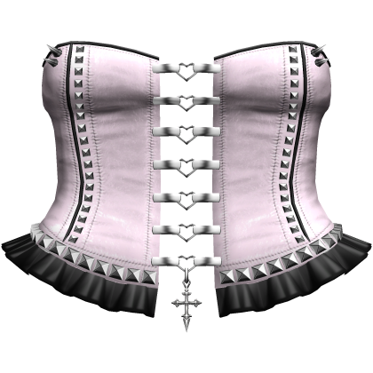 Emo Spikey Studded Heart Corset Dress Pink Black