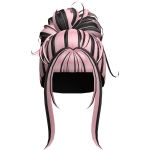 ୨pretty Messy Bun black n pink hair ୧