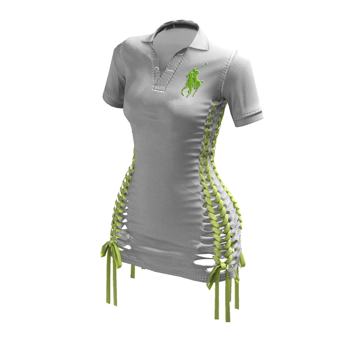 Braided Cutout Polo Dress (White)