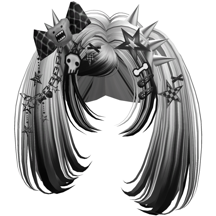 ♡ Scene Spiky Moe Pigtails (White & Black)