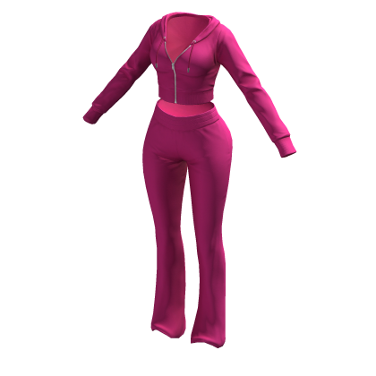 Tracksuit Pink Euina Outfit Flared Pants Crop Top thumbnail