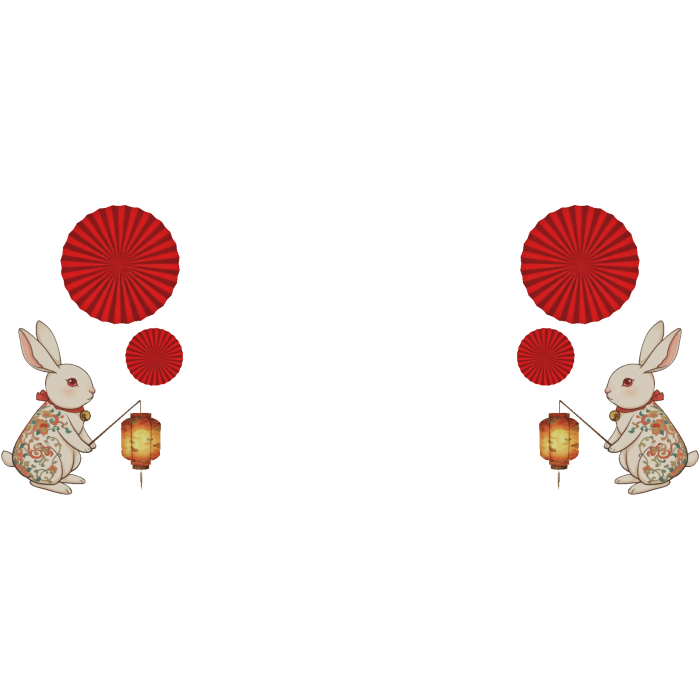 Chang'e's Collection Lantern Bunny - Red paper fan