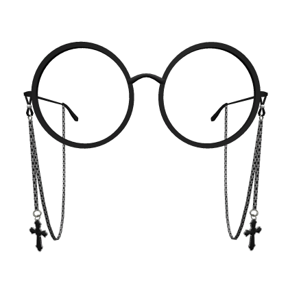 KPOP Chain Big Glasses with Cross - Black