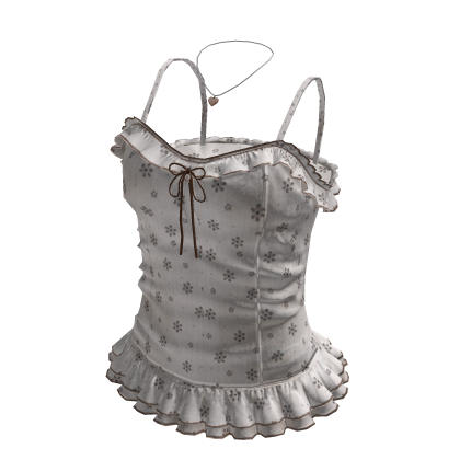Floral Ruffle Cami Top (White)