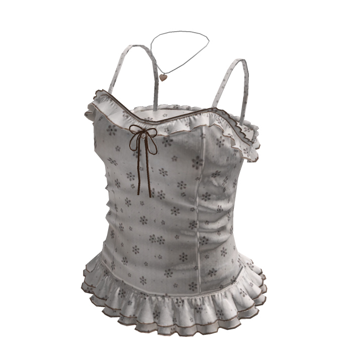 Floral Ruffle Cami Top (White)