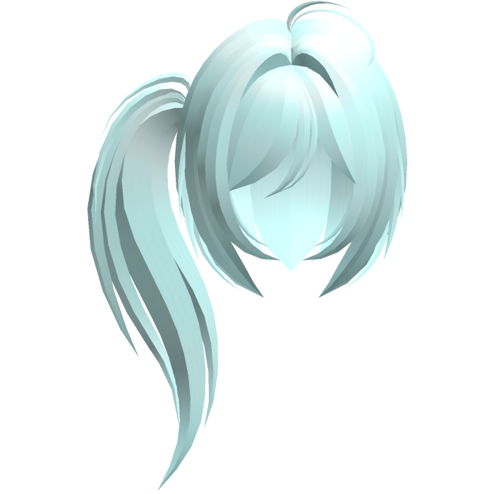 moe emo long fluffy side ponytail teal