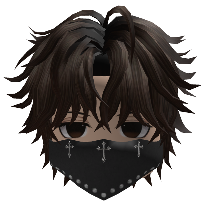 Layered Anime Hair w/ Bandana (Dark Brown)