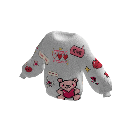 ARCHIVE - Pixelated Heart Sweater ( White )