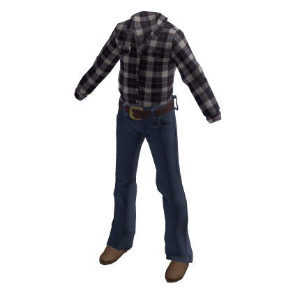 Blue Denim Jeans with Plum & White Shirt