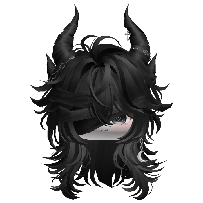 Horned Anime Demon Wolfcut (Black)