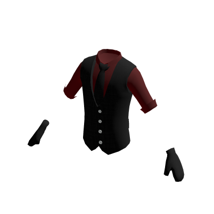 Red Shirt & Formal Black Vest w/ Gloves