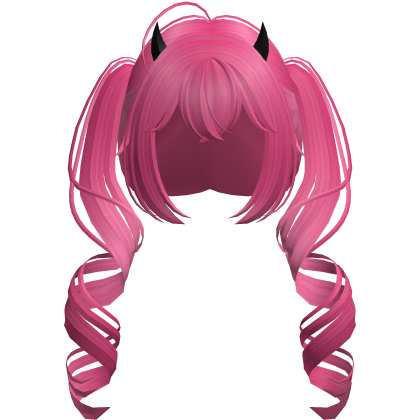 cute anime devil curly hot pink pigtails Roblox item
