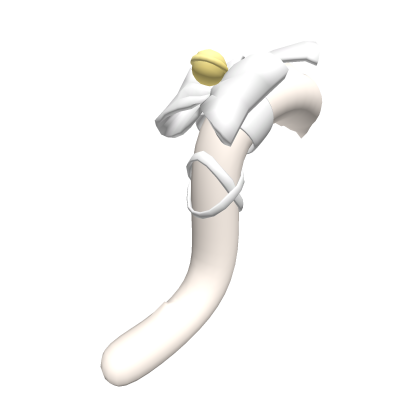 White Fluffy Cat Tail w/ Bow