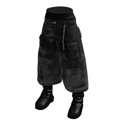 Black Long Jorts /w Boots