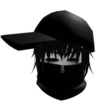 Vkei Black Hair Side Cap Zipped Mask Dashie Emo