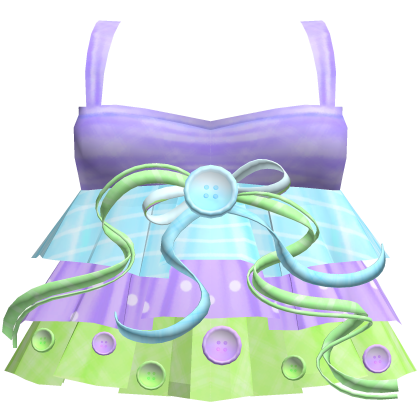 Polka Dot Button Ruffle Dress in Purple Green