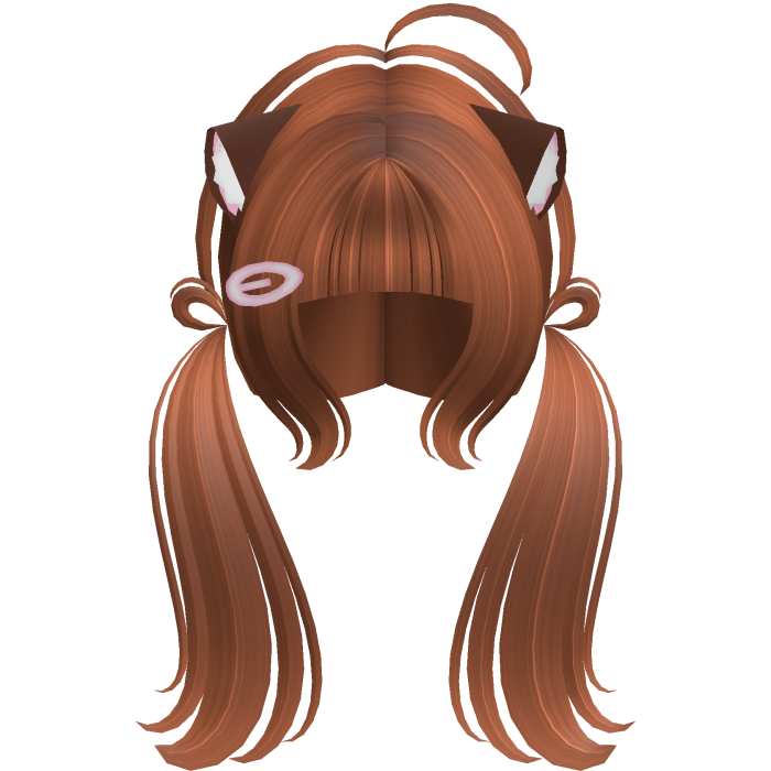 Cute Kitty Pigtails w/ Ears And Clip (Ginger)