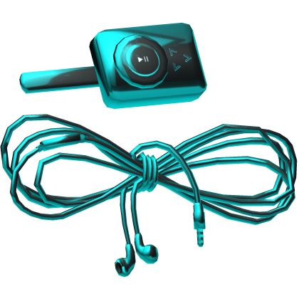 Cyan Teal Metal MP3 Player Wired Earphones Clips