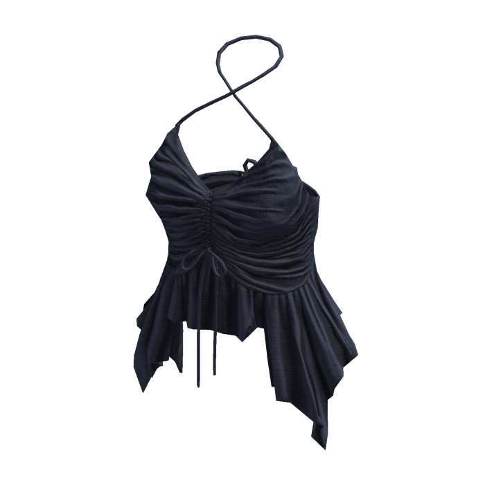 Ruched Ruffle Halter Top ⭐ (Blue)