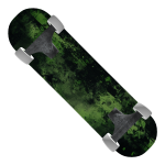 Y2K Zombie Green & Black Grunge Painted Skateboard