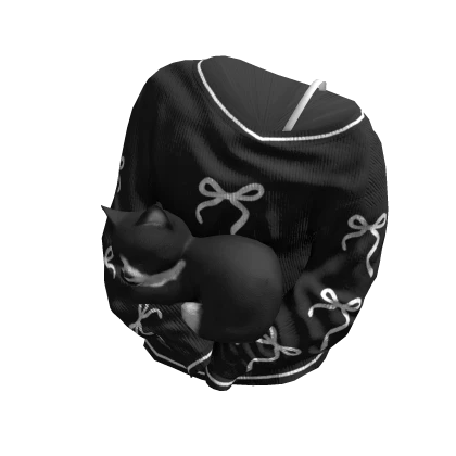Black Off-Shoulder Bow Sweater  w/ Cozy Cat Roblox item thumbnail