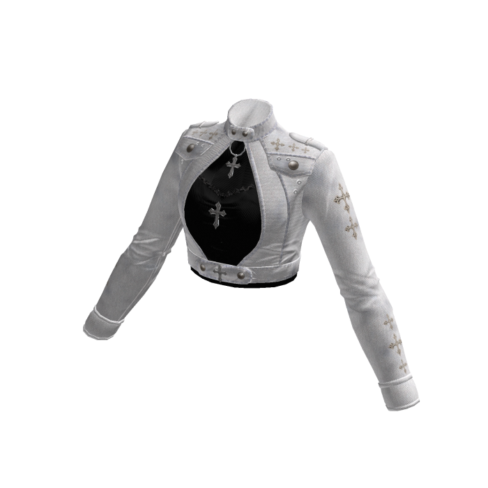 Goth Cutout Crop Jacket w/ Cross (White)