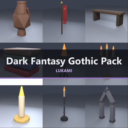 Dark Fantasy Gothic Props Pack x50 Cathedral