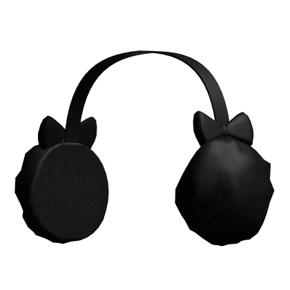♡ : black fluffy earmuffs w/bows  Roblox item