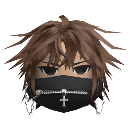 Messy Hair w/ Zipper Mask (Brown)