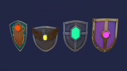 Shield Weapon Pack x40 Glowing Knight Round Kite preview 4