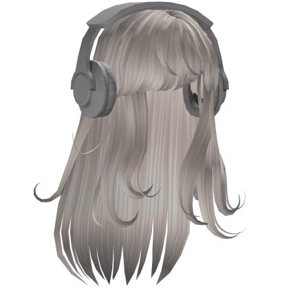 Straight Blonde Hair with Y2K White Headphones Roblox item