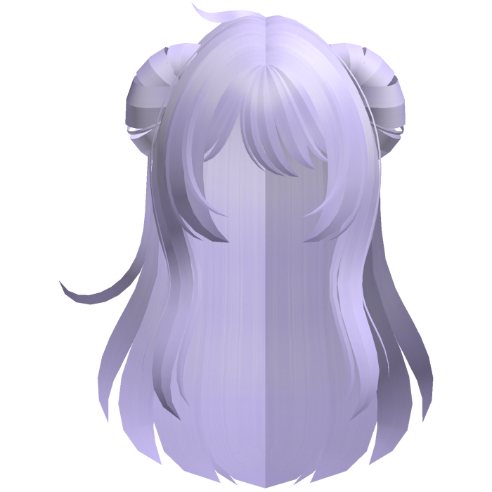 fluffy anime messy buns long hair purple