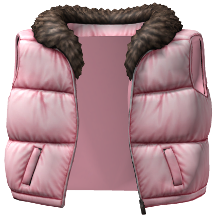 Puffer Vest With Fur Pink