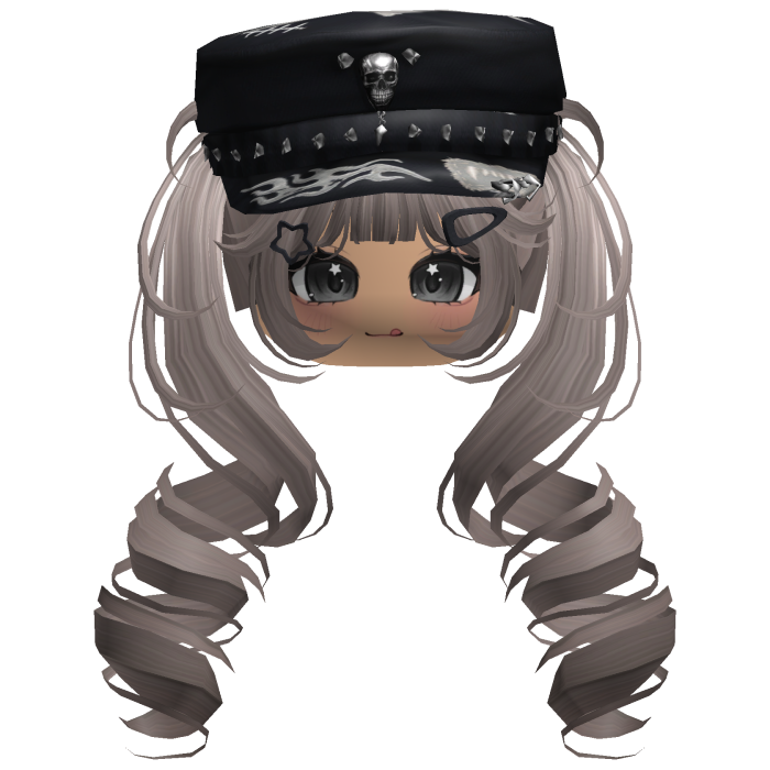 Ash Skull Y2K Cap Twirly Hair