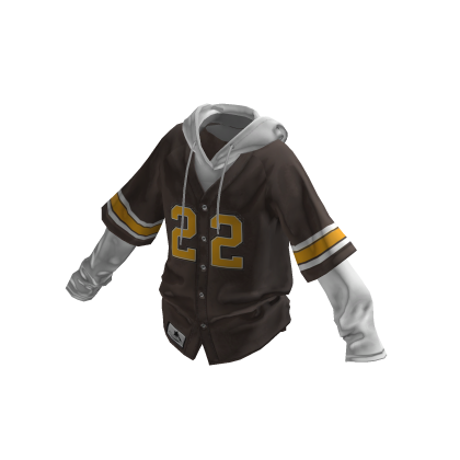 💗Y2K BASEBALL SHIRT WITH HOODIE_BROWN/WHITE