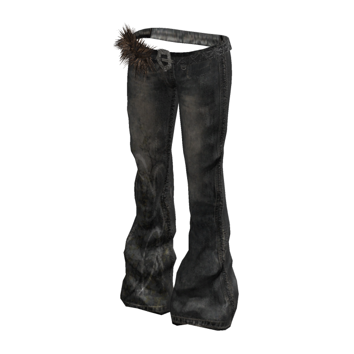 Y2K Flared Jeans w/ Fur Belt (Washed Denim)