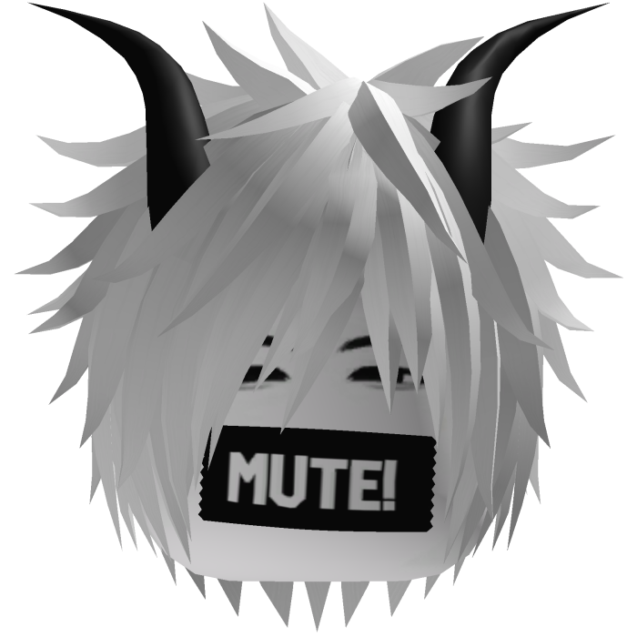 Vkei White Hair with Horns and Mute Tape
