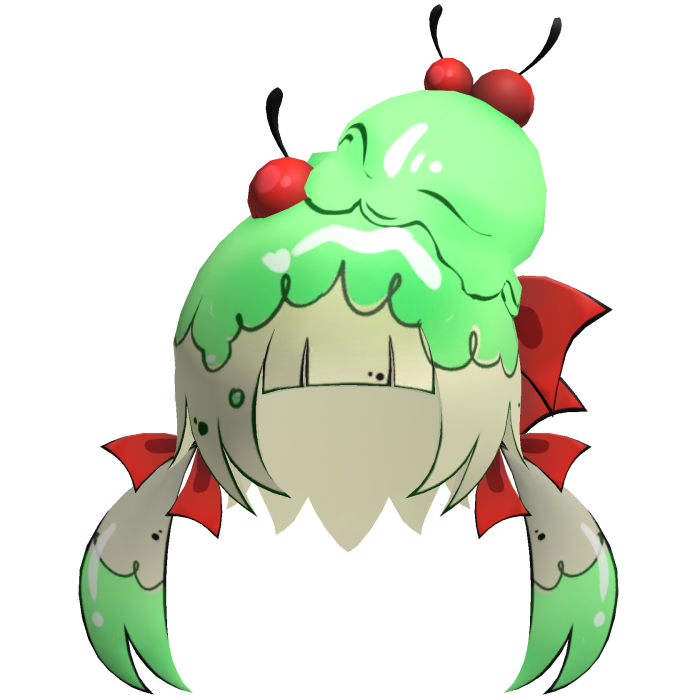 Toon Lowpoly Ice Cream Sunday Girl Hair