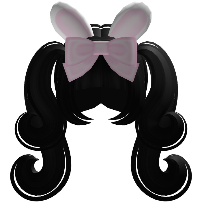 double black bunny ear pigtails with bow